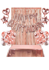 Mädchen Rosa Geburtstagsdeko Set mit Happy Birthday Luftballons,Party Deko Set