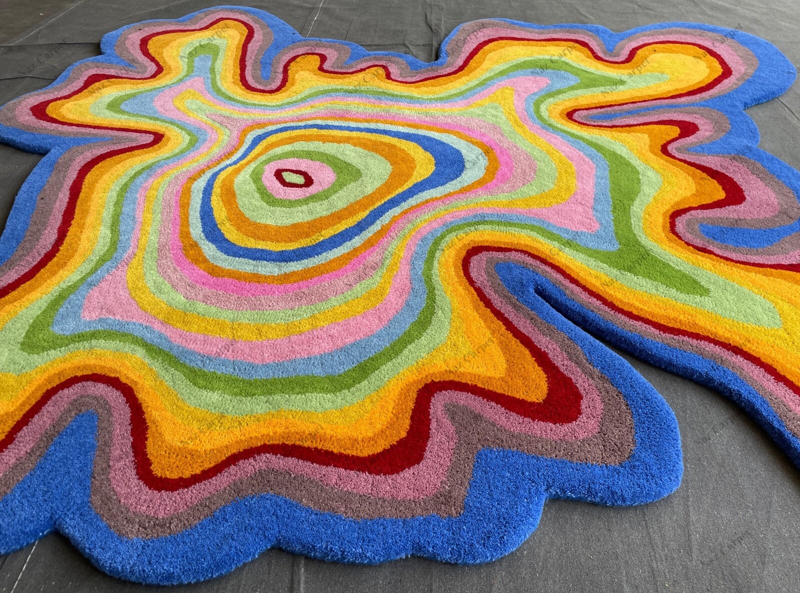 Tufted Irregular Rug Multi-Color Living Room Area Rug Carpet Irregular ...