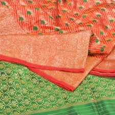 Sanskriti Vintage Indian Red Saree Art Silk Banarasi Brocade Hand Woven Sari