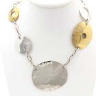 Robert Lee Morris Sterling Silver Brass Circle Disc Necklace RLM Signed