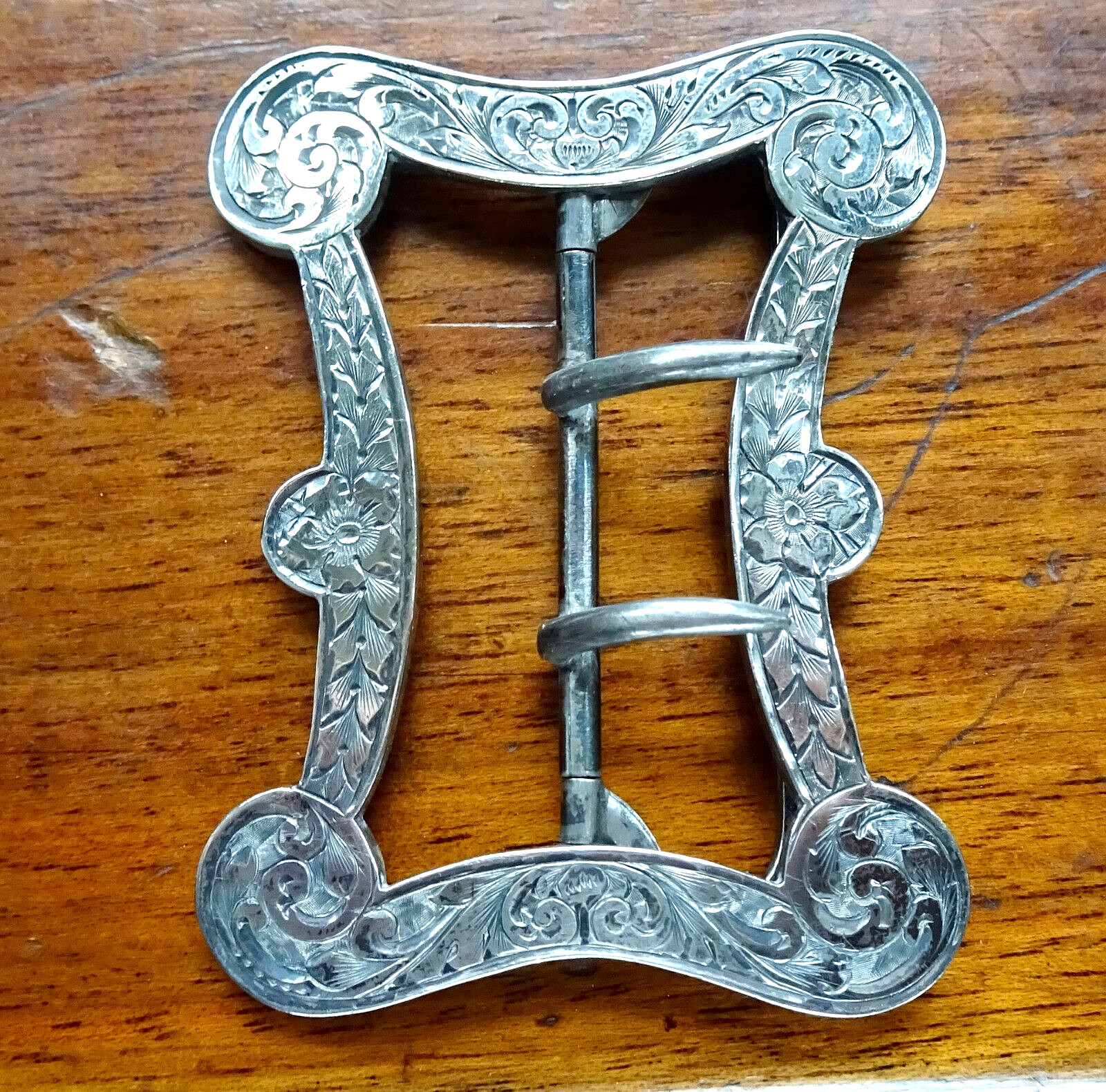 antique Victorian solid SILVER ornate flower scro… - image 1