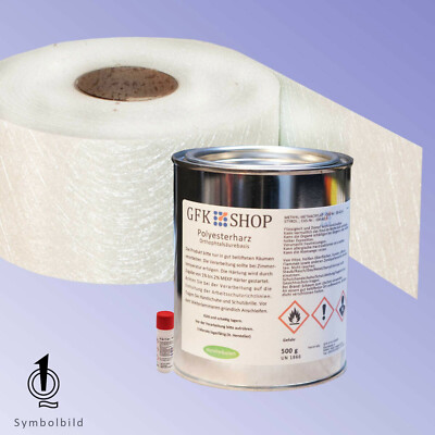 GFK Set Reparaturharz 500 g Polyesterharz GFK 0,5 m² Glasmatte  gfk-shop