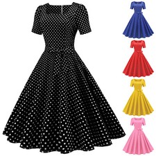 Damen Retro Rockabilly Petticoat 50er60er Partykleid Abend Vintage Swing Kleid👗