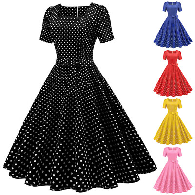 Damen Retro Rockabilly Petticoat 50er60er Partykleid Abend Vintage Swing Kleid 