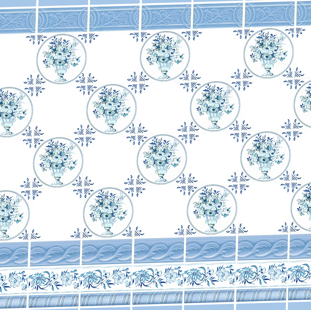 Dolls House Victorian Wallpaper Blue Kitchen Bathroom Quality Matte