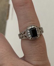 Black Sapphire Sterling Silver Ring Size 7
