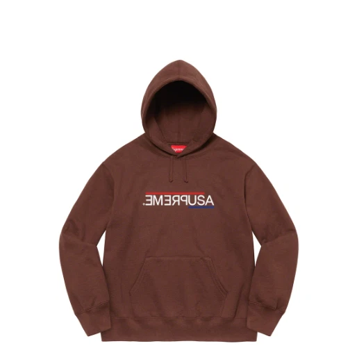 Supreme USA Hooded Sweatshirt Pullover Hoodie Brown Small Travis