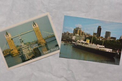 Lot of (2) Tower Bridge; Along the Thames in London Postcards (UNPOSTED)