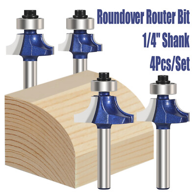 4PCS 6,35mm 1/4 Schaft Rund Fräser Holzbearbeitung Ecke Oberfräser Rundfräser