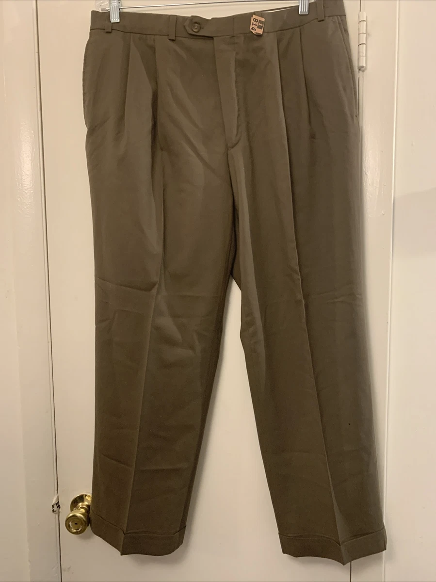 Ralph Lauren Dress Pants Olive Green 100 Wool Pleated 38 x 29 Runs Small Look