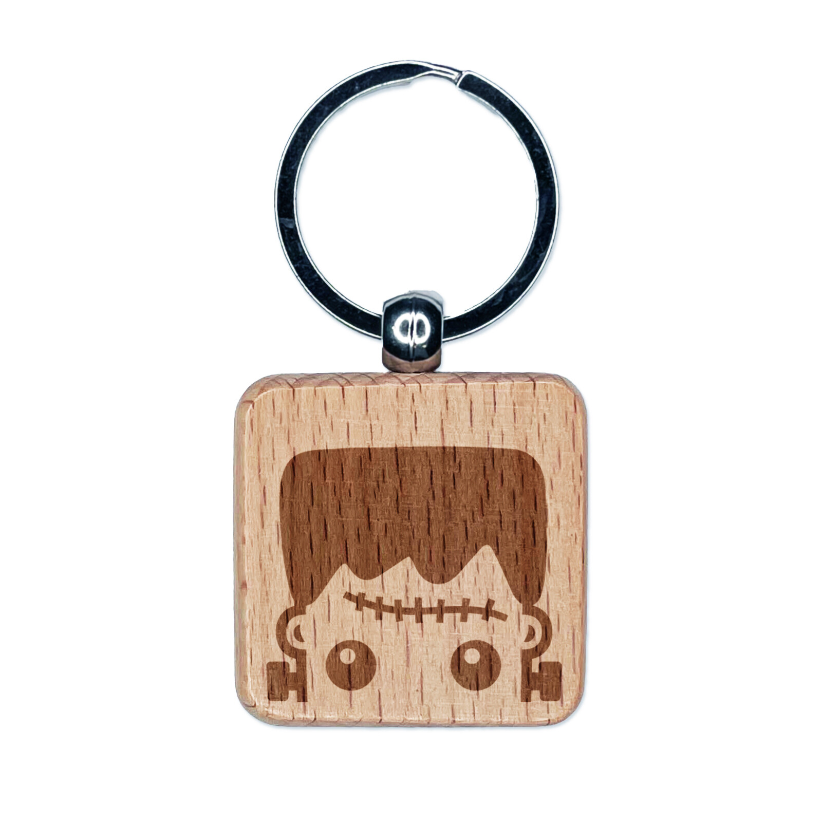 Frankenstein Halloween Wood Keychain Charm Engraved Spooky Design  