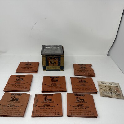 Lot of 8 Vintage Ramco 10up Heavy Duty Piston Rings No. 1001 w/Tin Case