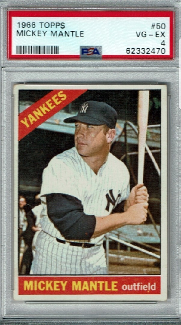 1966 Topps #50 MICKEY MANTLE Psa 4 Yankees FRESHLY GRADED !!