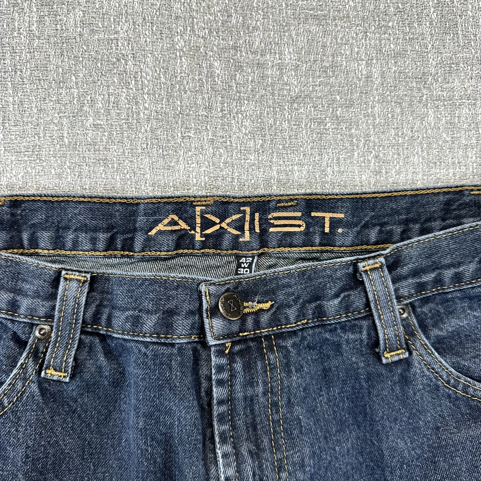 Pantalones de mezclilla vintage Axist para hombre 42x30 azules relajados holgados cónicos desgastados Foto 3 de 4