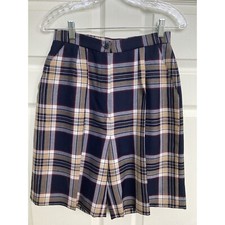 Vtg Wool Bermuda Shorts, Archie Brown  Son Navy Plaid Tartan 10 Great Britain