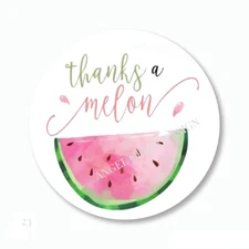 Thanks a Melon Watermelon Favor Stickers Party Favors Labels Envelope Seals