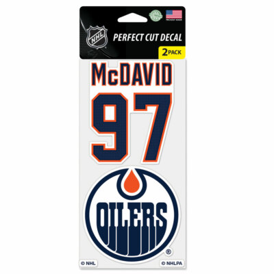 CONNOR McDAVID EDMONTON OILERS 2 PC. PERFECT CUT DECAL SHEET 4''X8'' NHL LICENSED