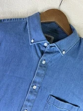 Under 510 Shirt Men's Large Blue Stretch Denim Button Down L/S Casual