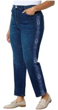DG2 by Diane Gilman Women's Denim Embroidered Skinny Jean Indigo