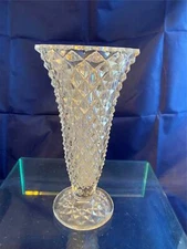 8 Inch American Brilliant Heavy Cut Glass Vase Pre-Owned