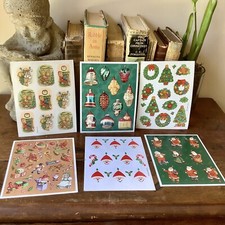 Lot of 6 Vintage Christmas Sticker Sheets Hallmark Loose Complete