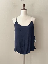 NWT! Gapbody by Gap Women's Sz XL Hammer Satin Scoop Neck Cami Camisole Top Navy