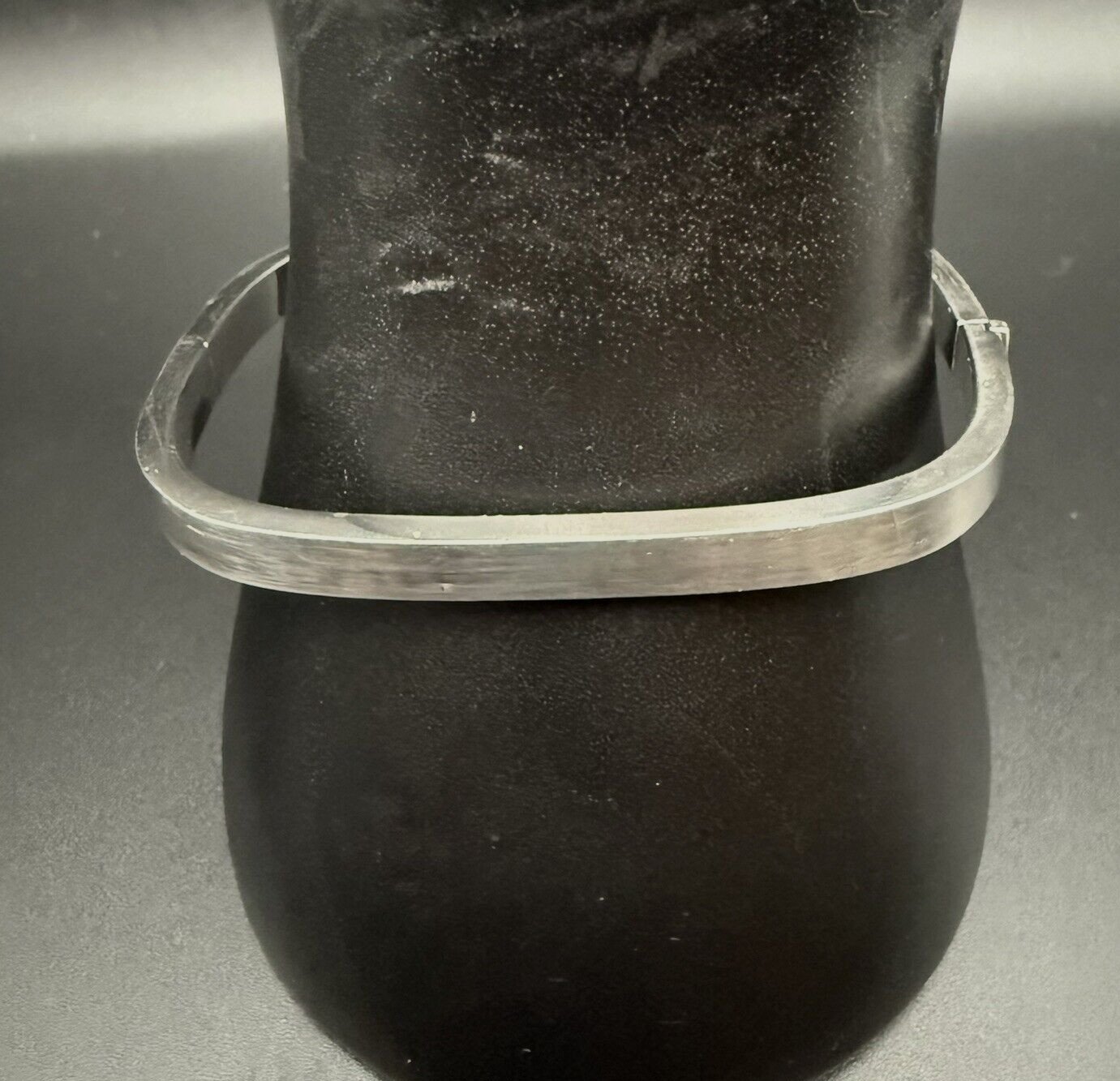 Estate Sterling Rectangular Bangle Bracelet Round… - image 5