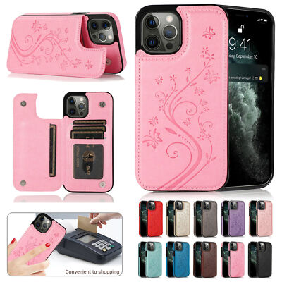 For iPhone 16 Pro Max 15 14 13 12 11 XS WOMEN Leather Card Wallet Magnetic Case