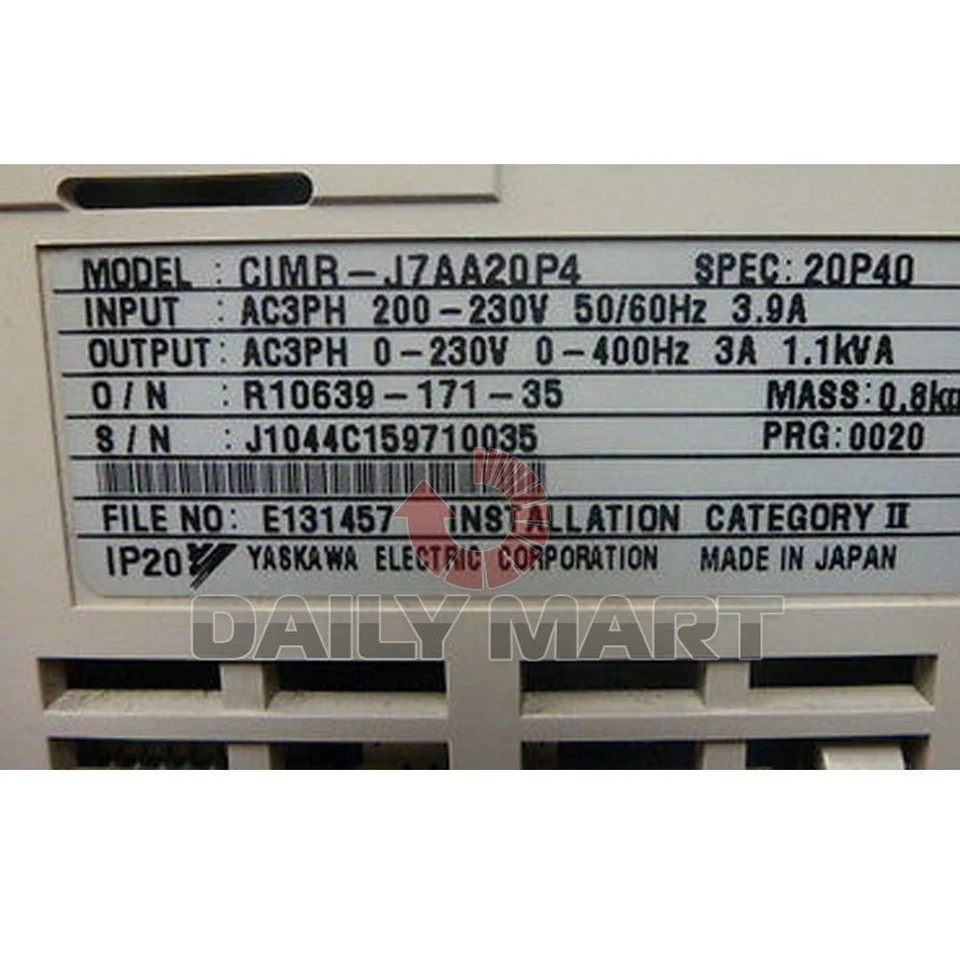 YASKAWA INVERTER VS MINI J7CIMR-J7AA20P4 PLC 400W AC UNIDADE TRIFÁSICA NOVA - Imagem 2 de 2