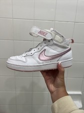 nike court borough mid 2 white pink glaze size 5 in youth