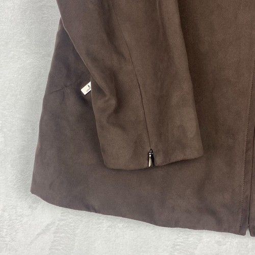 London Fog Jacket Womens Medium Petite Brown All Weather Suede Pockets Full Zip - Picture 7 of 16