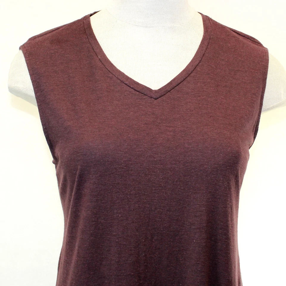 Eileen Fisher 大码 Cassis 棉 V 领无袖连衣裙 1X — 第 3/4 张图片