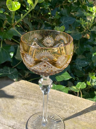 ST LOUIS ? CRYSTAL STEMMED HOCK GLASS WITH KNOB 7 & 1/4 INCH - FRANCE - Picture 19 of 24
