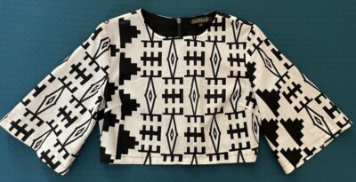Gazelle infusion of unique prints women's crop top size medium 