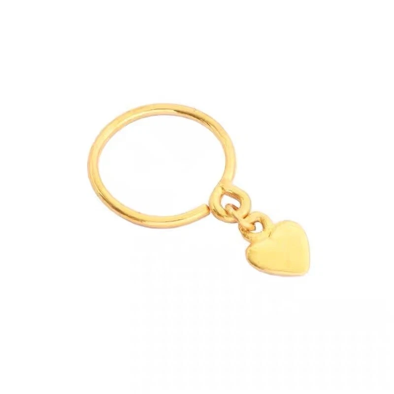 1PC Pure 999 24k Yellow Gold Hoop Women Lucky Circle Heart Dangle Earrings 1.14g - Image 4 of 4