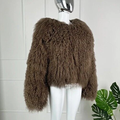 OFF WHITE Cappotto pelliccia di pecora donna cappotti mongoli grande bavero vera pelliccia di agnello giacca capospalla