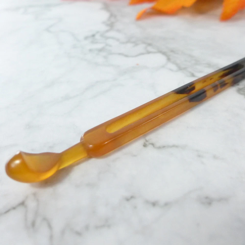 Kimono de plástico vintage japonés Kanzashi novia temático ámbar 7,25 Foto 2 de 3