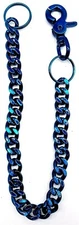 Powder Coated Candy Blue Thick Wallet Chain Keychain Punk Motorcycle Security