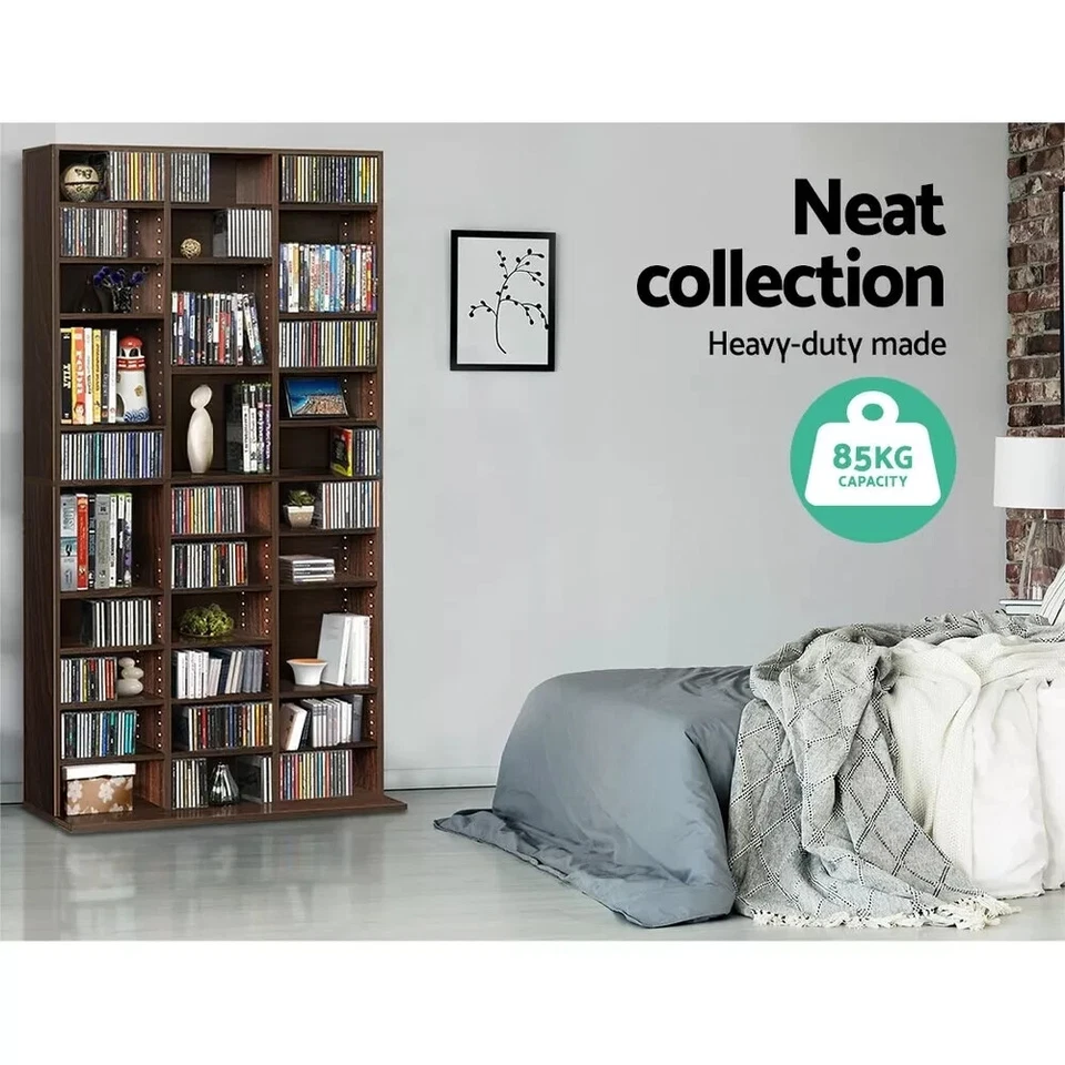 Artiss Bookshelf Display Shelf CD Storage Media Rack Brown 36 Shelves Adjustable - image 2 of 4