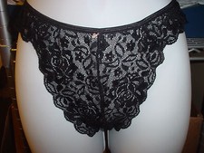 Lilly of France 2121306 Sheer Thong Large/Size 7 Black Lot of 7 NWT
