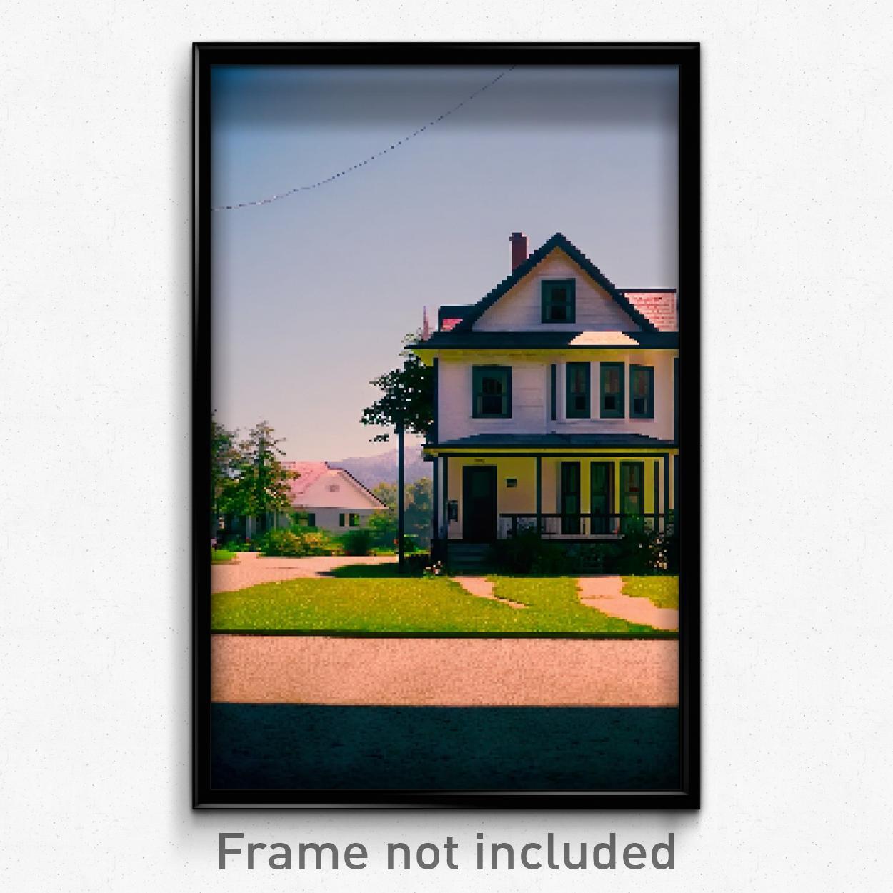 Pixel Art Poster - Unwelcoming House (8 Bit Psychedelic Trippy Video Game Print)
