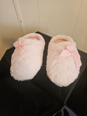 Little Girls Pink Slippers With Bow Size 11-12