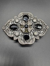 Rhombic Rhinestone Cat Eye Flower Belt Buckle