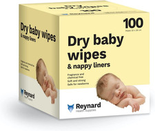 Ultra-Soft Dry Baby Wipes, Chemical & Fragrance Free, White, 33 X 29 Cm, 100 Cou