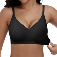Bh Ohne BüGel Push Up Spitze Bequem Soft Nahtlos Gepolstert Damen Schwarz 2Er
