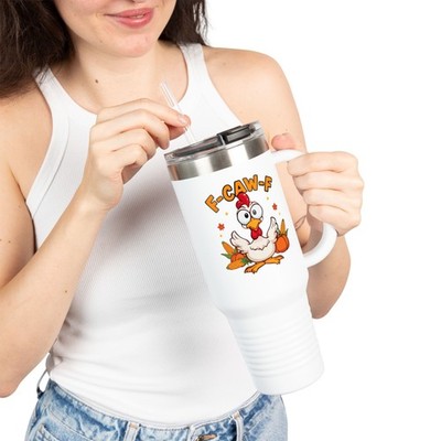 Gift for Chicken Owners F Cawf Rooster 40oz Stainless Travel Mug
