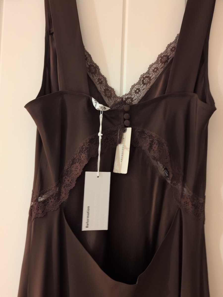 reformation provence silk dress brown Reformation Provence Silk Dress Cafe by Reformation