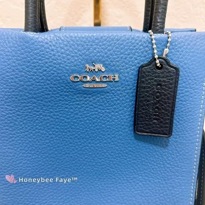 Coach Mini Tote CE598 Blue Pebbled Leather Crossbody Bag Strap for