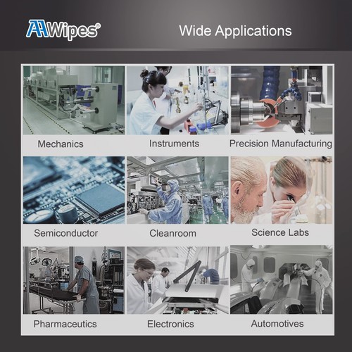 AAwipes Cleanroom Wipes Nonwoven Wipers Cellulose/Polyester Blend (12" x 12" ... - Picture 8 of 8