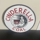 VINTAGE CINDERELLA COAL MOTOR GASOLINE OIL PORCELAIN SIGN